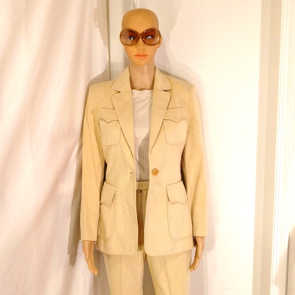 🔥Stunning Vertigo (Pour Laville Paris) Cream 2 Piece Pants Suit - Picture 10 of 16